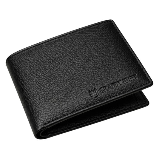 CRABBY HUNT Genuine Leather Wallet for Men | Bifold Wallet with Coin Pocket & Card Slots | Black