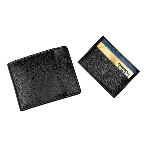 Crabby Hunt Black Leather Wallet – Slim Front Slider Card Holder