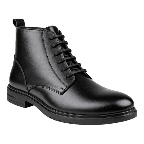 Crabby Hunt Men’s Black Lace-Up Ankle Boots – Side Zip Formal Casual Boots with Pull Tab