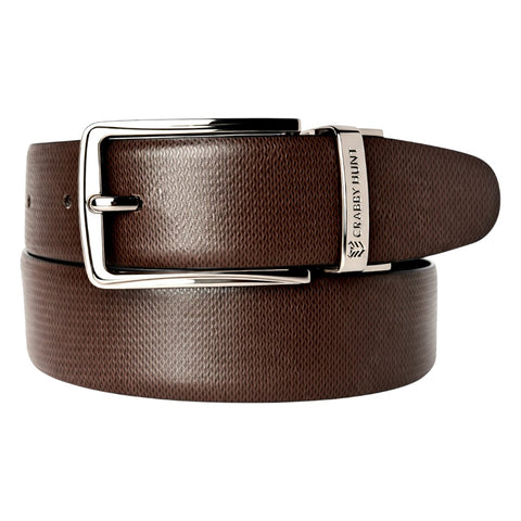 Crabby Hunt Reversible Men’s Leather Belt – Dual Color Black & Brown with Premium Metal Square Buckle