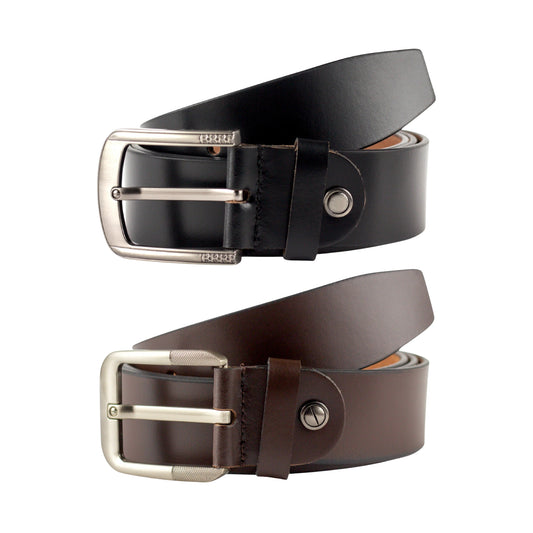 Genuine Leather Belt Combo for Men – Classic Black & Brown Belts with Stylish Buckles