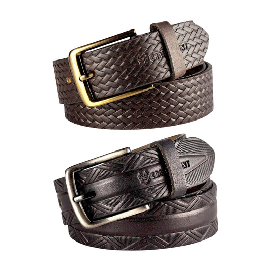 Men’s Premium Leather Belts – Black & Brown Combo with Stylish Metal Buckles