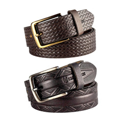 Men’s Premium Leather Belts – Black & Brown Combo with Stylish Metal Buckles