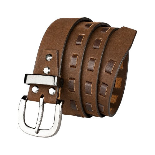 CRABBY HUNT Genuine Leather Belt for Men | Premium Brown Casual Belt with Metal Pin Buckle