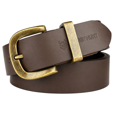 Crabby Hunt Brown Genuine Leather Belt – Premium & Elegant Men's Leather Belt