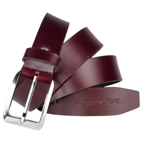 Crabby Hunt Premium Maroon Genuine Leather Belt for Men
