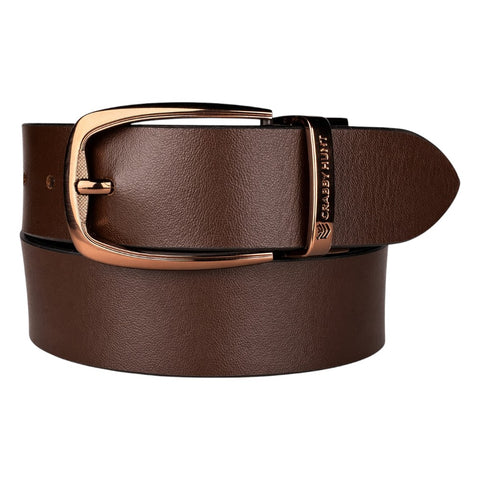 Crabby Hunt Men’s Reversible Leather Belt with Choco Gold Buckle