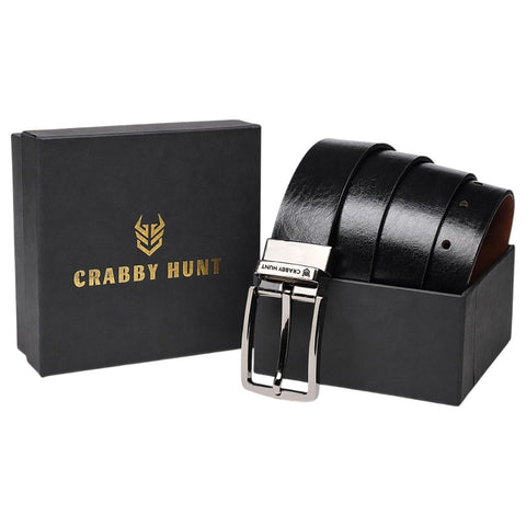 Crabby Hunt Dual-Style Reversible Leather Belt for Men
