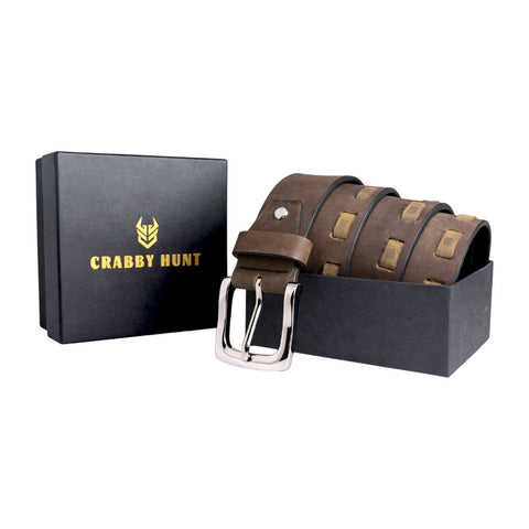 Crabby Hunt Men’s Braided Leather Belt—Stylish Casual & Smart Wear