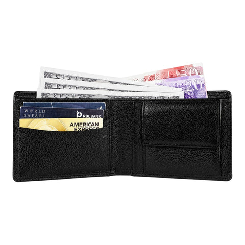 Crabby Hunt Black Leather Wallet – Slim Front Slider Card Holder