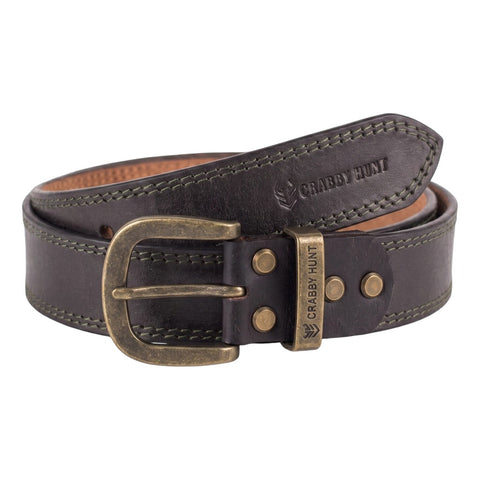 Crabby Hunt Classic Black Leather Belt with Brushed Metal Buckle – Refined Everyday Essential