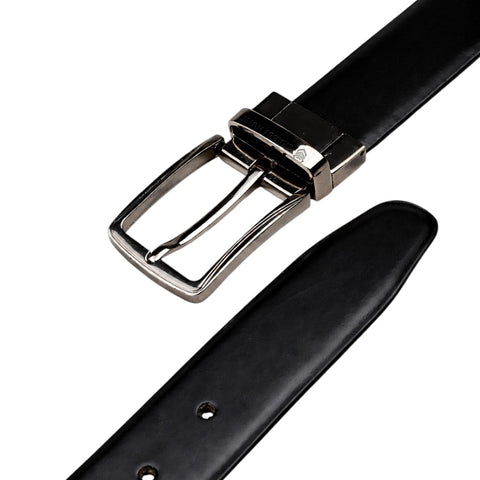 Men’s Reversible Genuine Leather Belt (Black & Brown) with Metro Silver Buckle