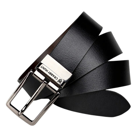 Men’s Reversible Genuine Leather Belt (Black & Brown) with Dammas Silver Buckle