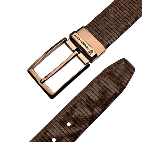 Reversible Genuine Leather Belt for Men – Brown & Black Dual Tone | Square Buckle | Crabby Hunt