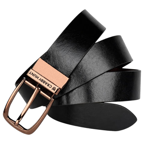 Apollo Round Classic Leather Belt – Black & Brown Dual-Tone