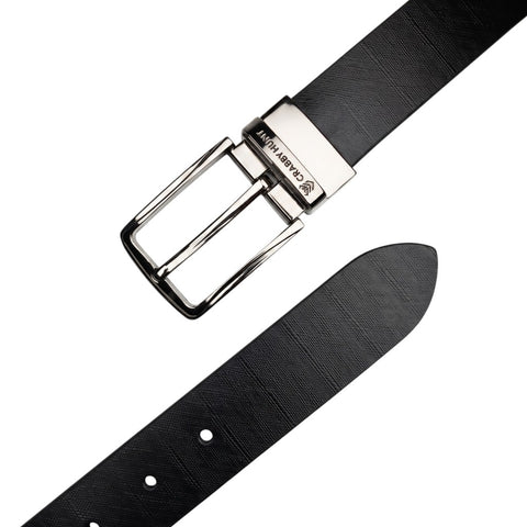 Crabby Hunt Reversible Genuine Leather Belt for Men | Black & Brown 2-in-1 Formal Belt with Premium Metal Buckle
