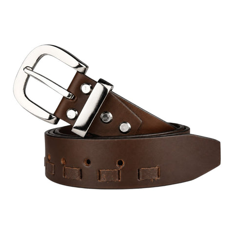 CRABBY HUNT Genuine Leather Belt for Men | Premium Brown Casual Belt with Metal Pin Buckle