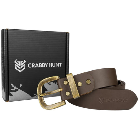 Crabby Hunt Brown Genuine Leather Belt – Premium & Elegant Men's Leather Belt