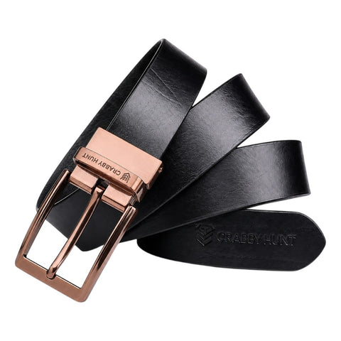Men’s Genuine Leather Belt | Classic Black Formal & Casual Belt | Durable Metal Buckle