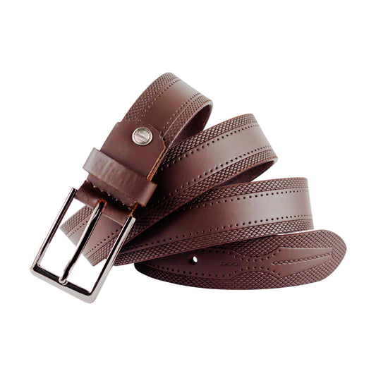 Crabby Hunt Classic Snake Pattern Leather Belt for Men – Sleek Finish & Silver Buckle