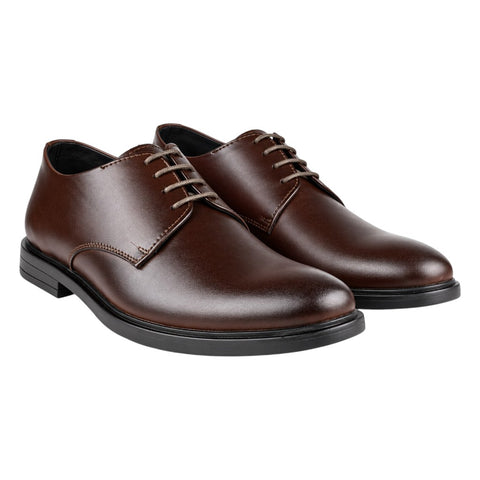 Crabby Hunt Men’s Brown Derby Formal Shoes – Classic Lace-Up Dress Shoes with Black Sole