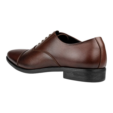 Men’s Brown Perforated Oxford Leather Shoes – Formal Lace-Up Dress Shoes