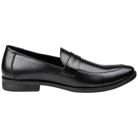 Men’s Black Genuine Leather Penny Loafers – Formal Slip-On Dress Shoes