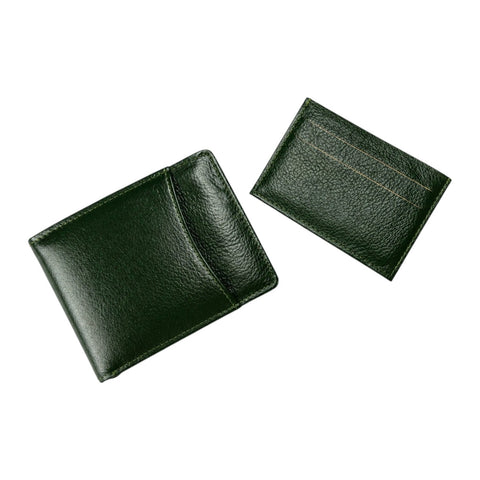 Crabby Hunt Green Leather Wallet – Slim Front Slider Card Holder