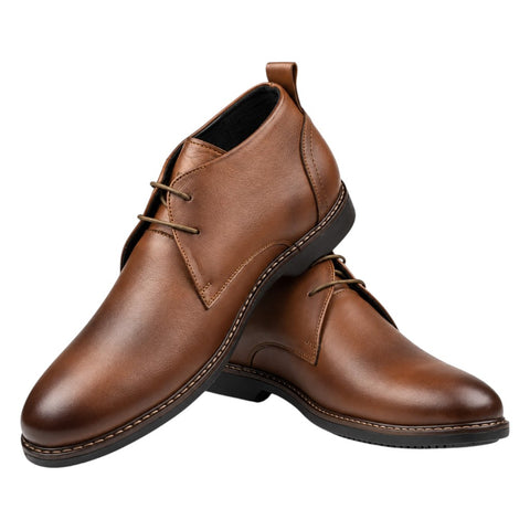 Crabby Hunt Men’s Brown Chukka Boots – Lace-Up Smart Casual Ankle Shoes with Contrast Stitching