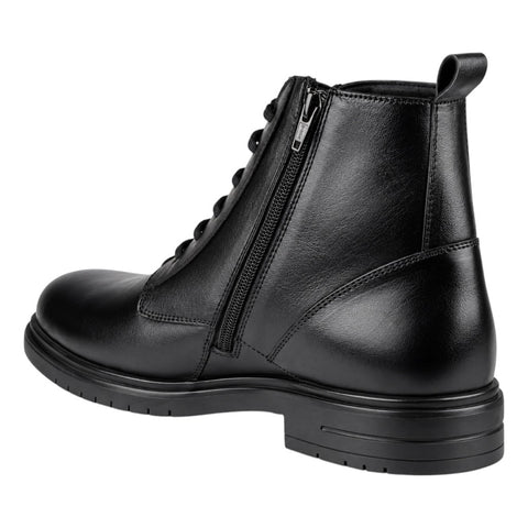 Crabby Hunt Men’s Black Lace-Up Ankle Boots – Side Zip Formal Casual Boots with Pull Tab
