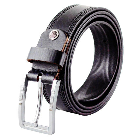 Men’s Textured Leather Belt Combo – Black & Brown with Premium Metal Buckles