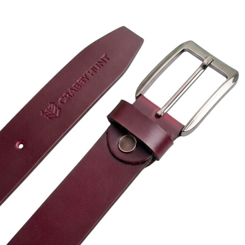 Crabby Hunt Premium Maroon Genuine Leather Belt for Men