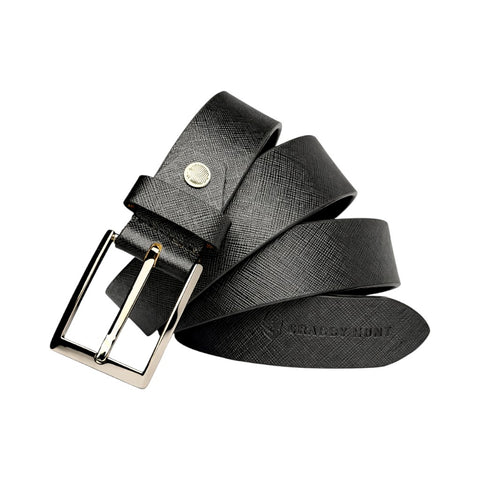 Crabby Hunt Men’s Genuine Leather Formal Belt—Sufiyana Leather with Silver Metal Buckle