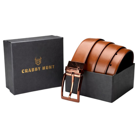 Men’s Reversible Genuine Leather Belt (Choco Brown & Black) with Metro Square Buckle