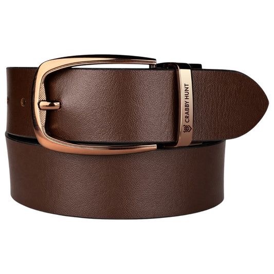 Men’s Reversible Genuine Leather Belt (Choco Brown & Black) with Mild Round Buckle