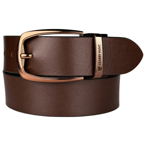 Men’s Reversible Genuine Leather Belt (Choco Brown & Black) with Mild Round Buckle