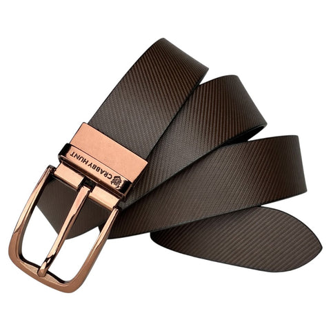 Men’s Reversible Genuine Leather Belt (Choco Brown & Black) with Drill Round Buckle