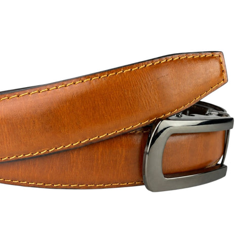Men's Genuine Leather Belt with Auto Lock Buckle | Choco Brown | 35mm Formal Belt | Crabby Hunt