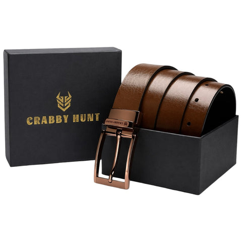 Men’s Reversible Genuine Leather Belt – Brown & Black with Square Buckle