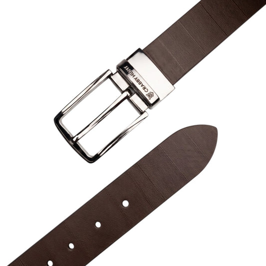 Crabby Hunt Men's Reversible Italian Leather Belt | Black & Brown | Premium Silver Pin Buckle | Genuine Leather Formal Belt for Men | 35 mm