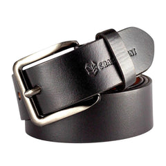 Men’s Genuine Leather Belt Combo – Classic Black & Brown Striped Belts with Durable Metal Buckles (Set of 2)
