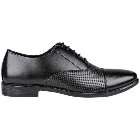 Men’s Black Perforated Oxford Genuine Leather Shoes – Formal Lace-Up Dress Shoes