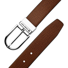 Crabby Hunt Men's Reversible Genuine Leather Belt with Orbit Silver Round Buckle | Black & Brown | LB-Reversible Orbit Silver Round