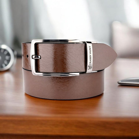 Crabby Hunt Dual-Style Reversible Leather Belt for Men