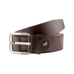 Crabby Hunt Genuine Leather Belt for Men – Warm Coffee Brown, 3.2 cm Wide with Classic Silver Buckle