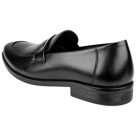 Men’s Black Genuine Leather Penny Loafers – Formal Slip-On Dress Shoes