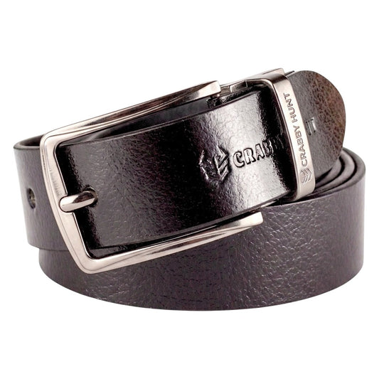 Genuine Black Leather Belt with Metal Buckle