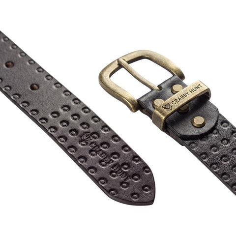 Crabby Hunt Black Textured Genuine Leather Belt for Men – Elegant Design, Durable Craftsmanship, Premium Quality
