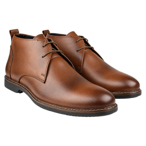 Crabby Hunt Men’s Brown Chukka Boots – Lace-Up Smart Casual Ankle Shoes with Contrast Stitching