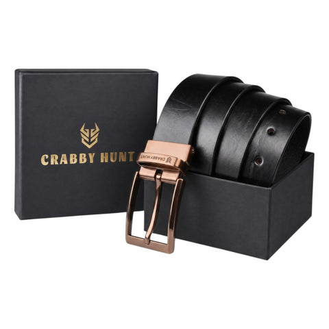 Men’s Genuine Leather Belt | Classic Black Formal & Casual Belt | Durable Metal Buckle